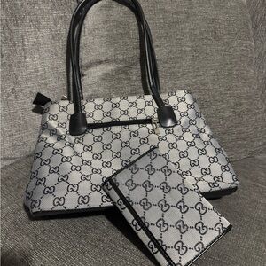 Gucci Black and Gray Shoulder Bag with Iconic Design